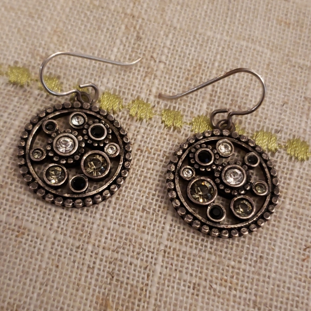 Silver,crystal drop earrings